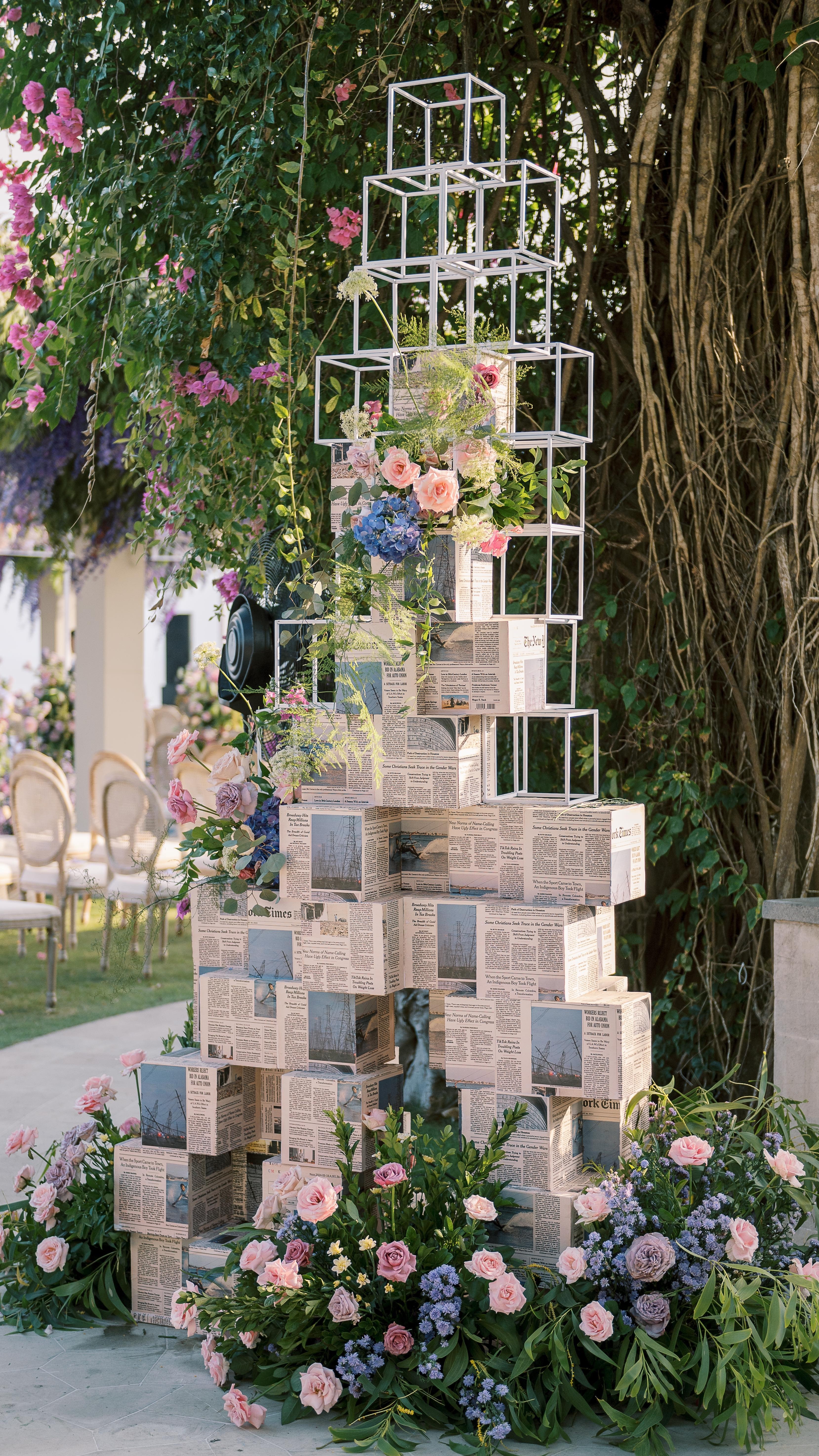Clifftop wedding ceremony decor in Bali